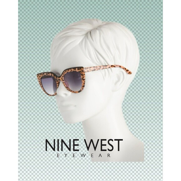 "Nine West" Women's Cat Eye Sunglasses Leopard Print Purple Gradient Lens NWT - Picture 1 of 4